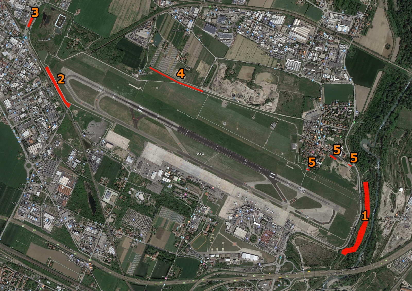 Mappa aerea degli spotting point di Bologna
